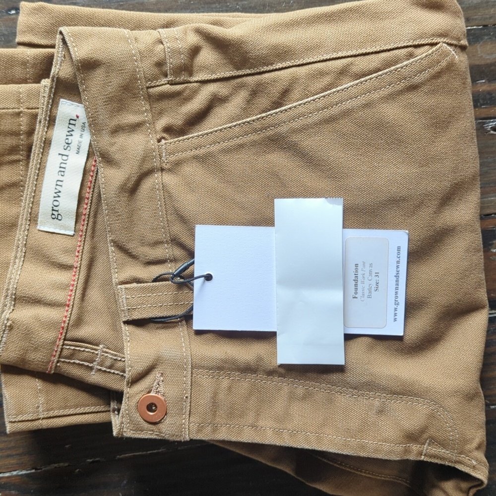 DEAD STOCK Grown & Sewn Foundation canvas pants 12oz waist 31